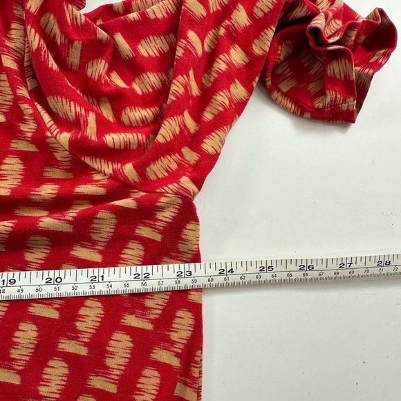 Chico’s 3 Red Tan Peplum Blouse Elastic Waist XL - Picture 5 of 7